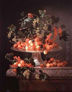 A Still Life of Cherries and Currants with a Parrot by Jan Frans van Son