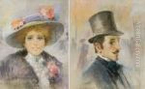 A) Busto Di Ragazza Con Cappellino by Pietro Scoppetta