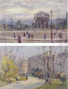 'view Of The Arc De Triomphe' And 'afternoon In The Park': A Pair by Pietro Scoppetta