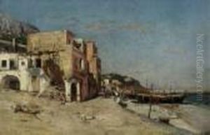 "marina Con Pescatori A Capri" 1893ca by Pietro Scoppetta