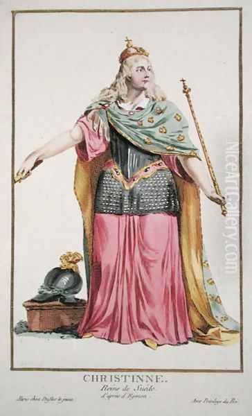 Christina (1626-89) Queen of Sweden from 'Receuil des Estampes, representant les Rangs et les Dignites, suivant le Costume de toutes les Nations existantes', 1780 - view 1