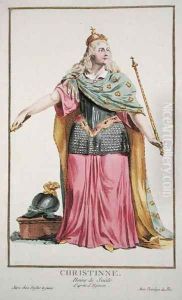 Christina (1626-89) Queen of Sweden from 'Receuil des Estampes, representant les Rangs et les Dignites, suivant le Costume de toutes les Nations existantes', 1780 by Edward Emerson Simmons