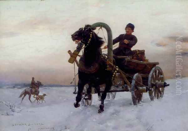 A Trader In A Horse And Cart In The Snow - view 1