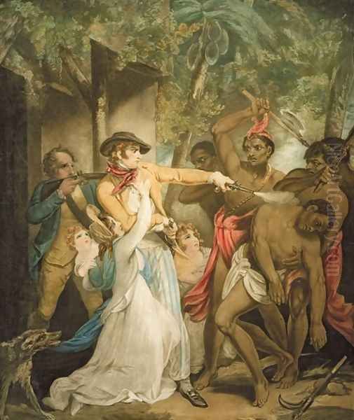 The Settling Family Attacked by Savages, engraved by George Keating 1762-1842 - view 1