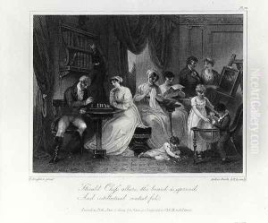 Drawing Room Scene, from The Social Day by Peter Coxe, engraved by Anker Smith 1759-1819, published 1822 by Henry Singleton