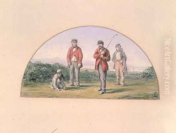 Oil study for frontispiece of R. Clarks Golf - A Royal and Ancient Game - view 1
