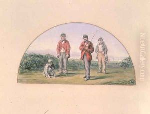 Oil study for frontispiece of R. Clarks Golf - A Royal and Ancient Game by Clark Stanton