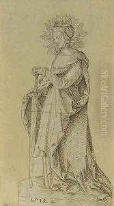 Saint Catherine leaning on a sword by Hans Leonhard Schaufelein