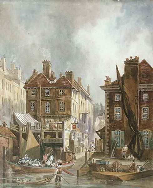 Old Hungerford Market from the river, London, c.1810 - view 1