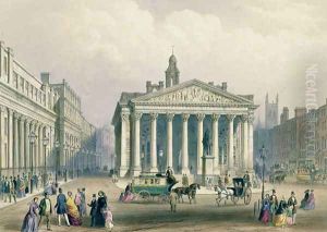 The Royal Exchange and the Bank of England, lithograph by T. Picken, printed by Day and Son., published by Rudolph Ackerman, 1851