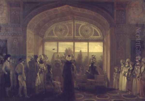 Shah Fath Ali, shah of Persia 1797-1835 Receiving Sir Harford Jones in Audience - view 1