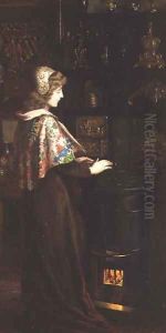At the Studio Stove, 1902 by Herbert Sidney