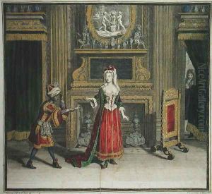 Lady in her bedroom, published c.1688-90