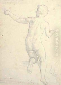 A nude boy seen from behind