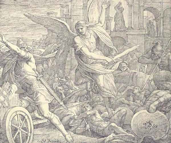 The Angel of the Lord defeating the armies of Sennacherib the Assyrian (II Chronicles XXXII21) - view 1