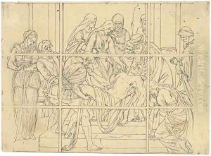 The Entombment Design for a stained glass window in Saint Paul's Cathedral, London by Julius Schnorr Von Carolsfeld