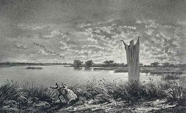 The Monk of the Etangs-Brisses, illustration for Legendes Rustiques by George Sand 1804-76, engraved by E. Vernier, 1858 - view 1