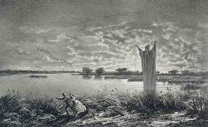 The Monk of the Etangs-Brisses, illustration for Legendes Rustiques by George Sand 1804-76, engraved by E. Vernier, 1858 by Baron Dudevant Jean Francois Maurice Sand
