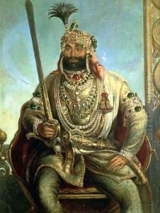 Portrait of Maharaja Sher Singh, In Regal Dress, c.1850 by August Theodor Schoefft