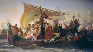 The Crossing of the Bosphorus by Godfrey of Bouillon c.1060-1100 and his Brother, Baldwin, in 1097, 1854 by Emile Signol
