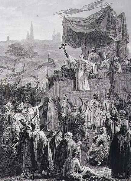 Preaching the Second Crusade, engraved by Alexandre Marie Colin 1798-1875 - view 1