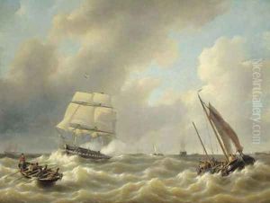A three-master on a choppy sea
