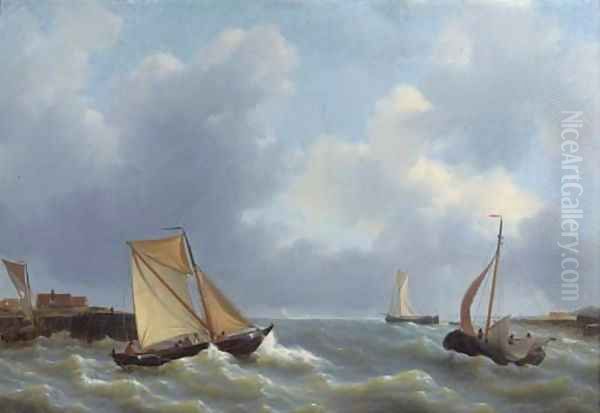Busy shipping by a jetty - view 1