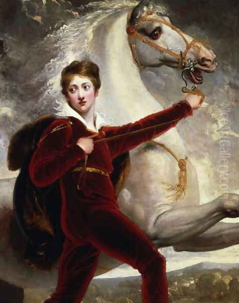 Portrait of a boy in red velvet suit - view 1