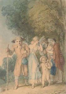 An illustration to Oliver Goldsmith's 'The Deserted Village' On the way to market by Thomas Stothard