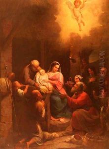 La Vista De' Pastori Al Bambino Gesu Nel Presepio (The Presentation of the Shepherds to the Christ Child in the Stable) by Natale Schiavoni