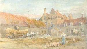 The Farmyard at the Chateau d'Honvault, Wimereux by Lionel Percy Smythe