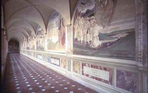 Corridor showing the Life of St. Benedict by L. & Sodoma Signorelli