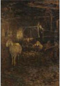 Interno Di Stalla by Giovanni Segantini