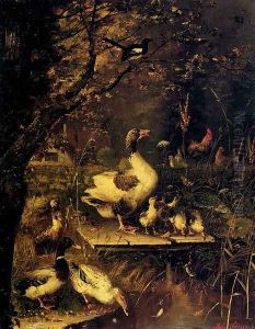 Ducks By The Water's Edge by Julius Scheurer