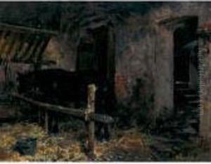 Interno Di Stalla Con Cavallo