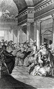 He will return you pure and chaste to your husband, scene from Act IV of The Marriage of Figaro by Pierre-Augustin Caron de Beaumarchais 1732-99 engraved by Claude Nicolas Malapeau 1755-1803 1785 by Jacques-Philip-Joseph de Saint-Quentin