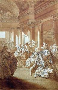 He will return you pure and chaste to your husband, scene from Act IV of The Marriage of Figaro by Pierre-Augustin Caron de Beaumarchais 1732-99 1785 by Jacques-Philip-Joseph de Saint-Quentin