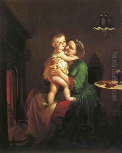 Mother and Child by the Hearth by Lilly Martin Spencer