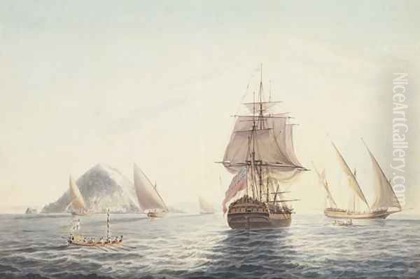 Gibraltar H.M.S. Sirius sailing off - view 1