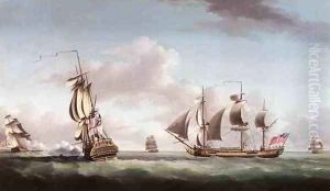 The Louisa engaging the Cato by John Thomas Serres