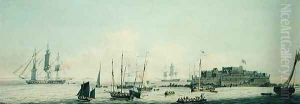 View of Castle Cornet, Guernsey, with Shipping, c.1800 by John Thomas Serres