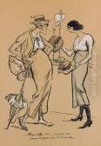 Coco Chanel En Modiste Et Dans Les Bras D'un Joueur De Polo Centaure by Georges Goursat Sem