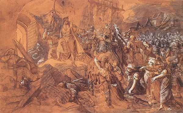 Zrinyis Charge from the Fortress of Szigetvar before 1884 - view 1