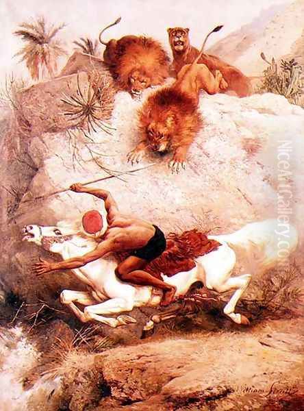 Arab Huntsman Chased by Lions - view 1