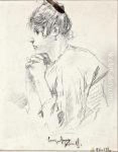 Una Joven De Perfil by Enrique Serra y Auque
