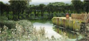 A Lagoon At Dusk by Enrique Serra y Auque