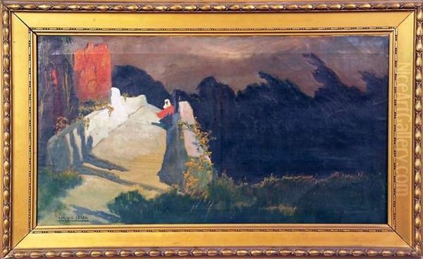 Paesaggio Di Campagna Con Ponte E Contadina - view 1