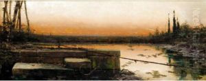 Sunset Over The Marshes by Enrique Serra y Auque
