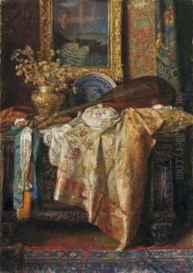 Interno Con Liuto E Maioliche