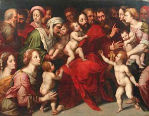 Suffer the Little Children to come unto me by Vincent Sellaer